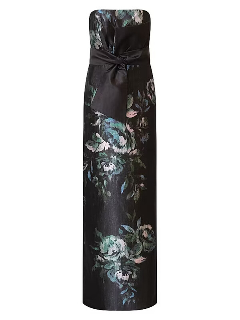 New Kay Unger Constance Floral Mikado Column Gown black multi Size 10   #LD489